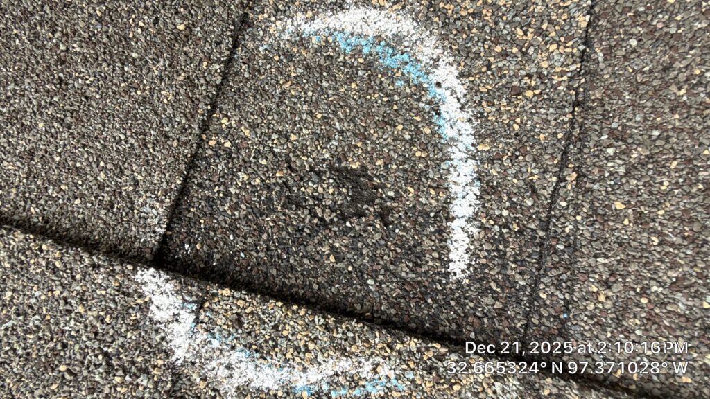 Storm damaged roof in Fort Worth Texas